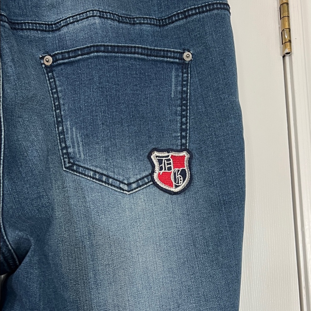 Women's Dark Blue Patchwork Distressed Jeans - Picture 6 of 8